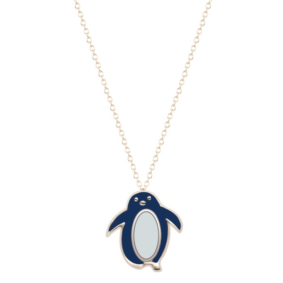 Jewelry - Dainty Blue & White Penguin Pendant Gold Necklace